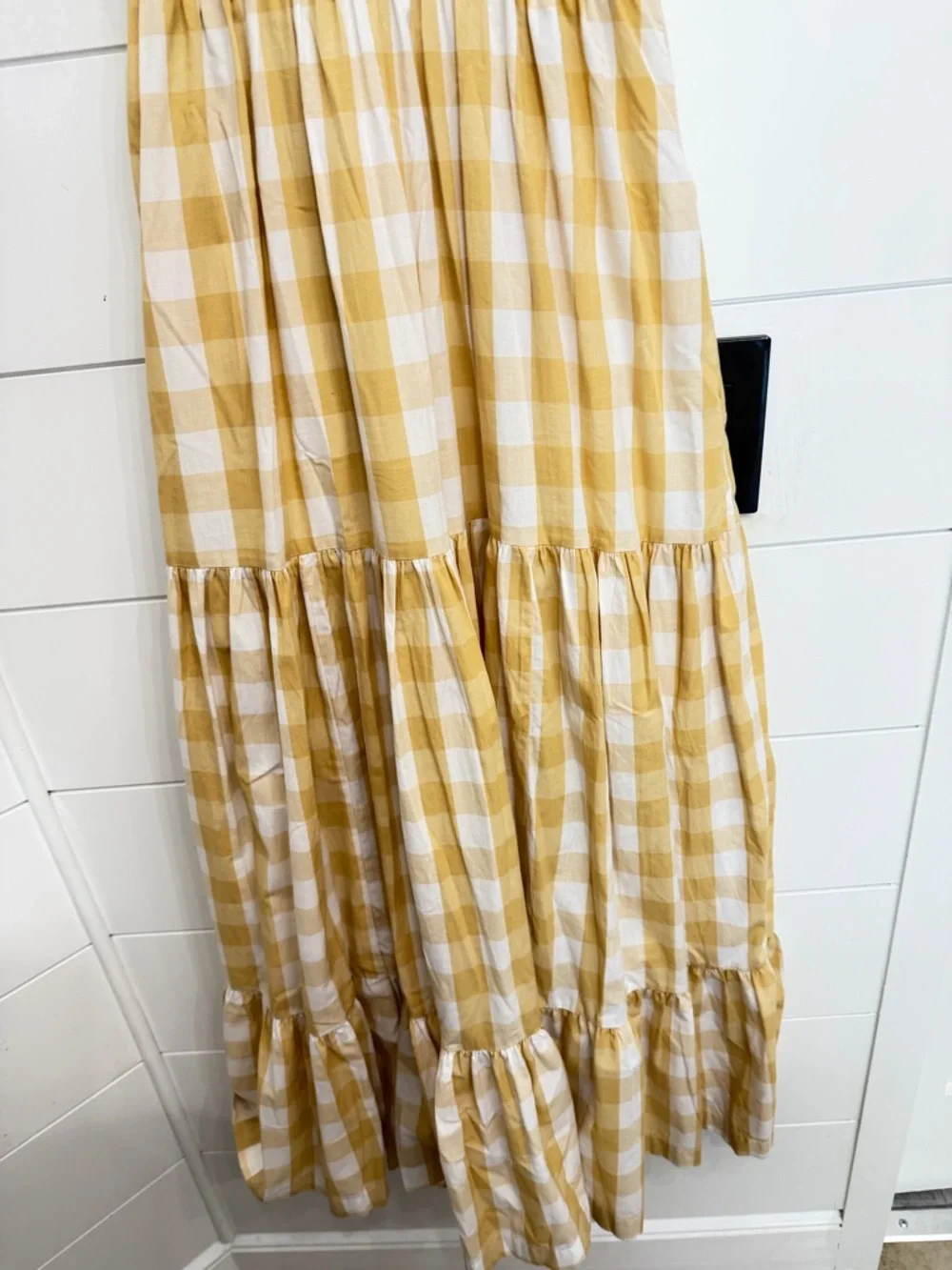 Abercrombie & Fitch Yellow Gingham Ruffle Strap Maxi Dress